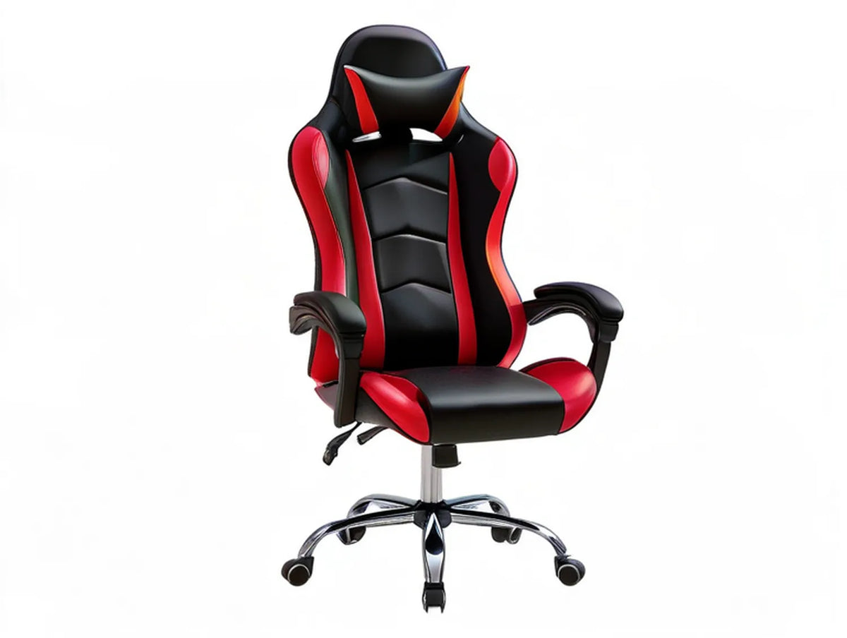 Ergonomic High-Back Racing Style Swivel Chair, Black/Red, 25.6 x 25.6 x 47.2-51.2 in