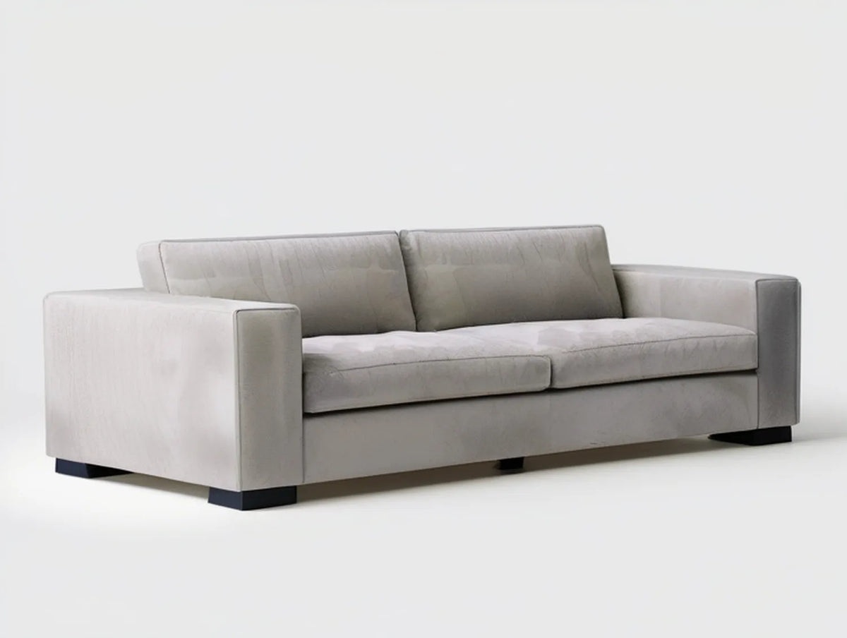 Light Gray 3-Seat Polyester Velvet Sofa with Black Feet, 84.6 x 35.4 x 33.5 in