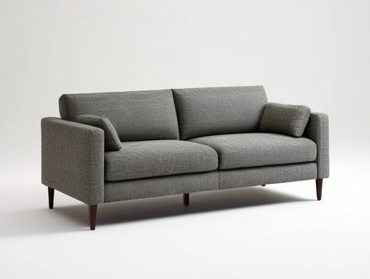 Gray 2-Seat Loveseat Sofa with Dark Brown Rubberwood Legs, 63.0 x 34.0 x 33.0 in