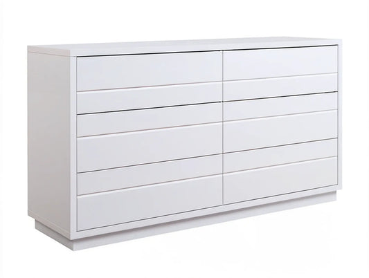 White 8-Drawer Dresser, 63 x 18 x 34 in