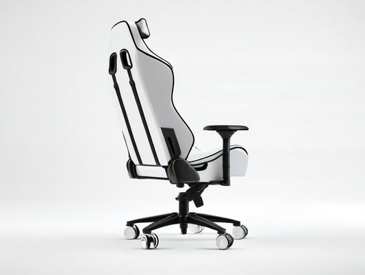 White and Black High-Back PU Leather Gaming Chair with Retractable Footrest, 68 x 70 x 125-135 cm