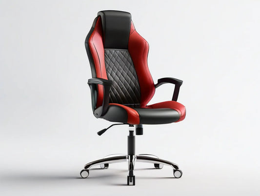 High-Back Adjustable Swivel Gaming Chair, Black/Red PU Leather, 27.6 x 27.6 x 47.2-51.2 in