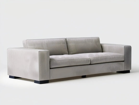Light Gray 3-Seat Polyester Velvet Sofa with Black Feet, 84.6 x 35.4 x 33.5 in