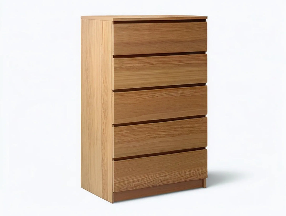 5-Drawer Chest of Drawers, Natural Oak, 31.5 x 17.7 x 47.2 in