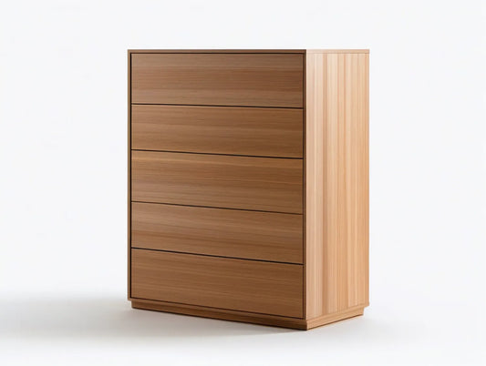 5-Drawer Engineered Wood Chest, Walnut/Natural, 31.5 x 17.7 x 47.2 in