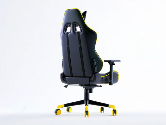 High-Back Reclining Gaming Chair with Adjustable Armrests, Black/Yellow, 26 x 20 x 49-53 in